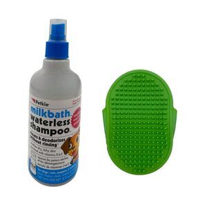 Petkin Milkbath Waterless Shampoo for Dogs 8oz with Grooming Brush